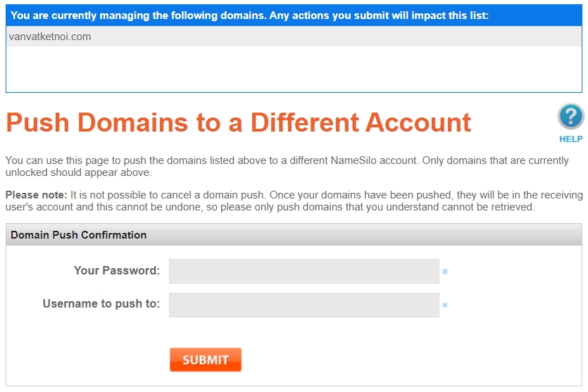 Chuyển tên miền giữa 2 tài khoản Namesilo